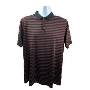 Nike Dri-Fit Striped Polo Shirt – Size Large – Red & Black